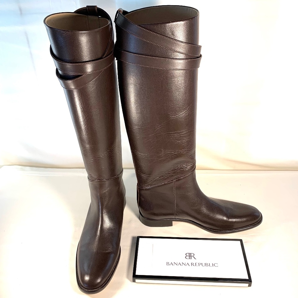 Banana Republic Cheval Riding Boot in Rich Chocolate Brown Leather size 9.5